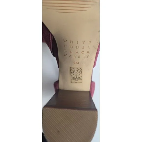 White House Black Market Wine Red Suede Ankle Strap High Heels - Picture 9 of 10
